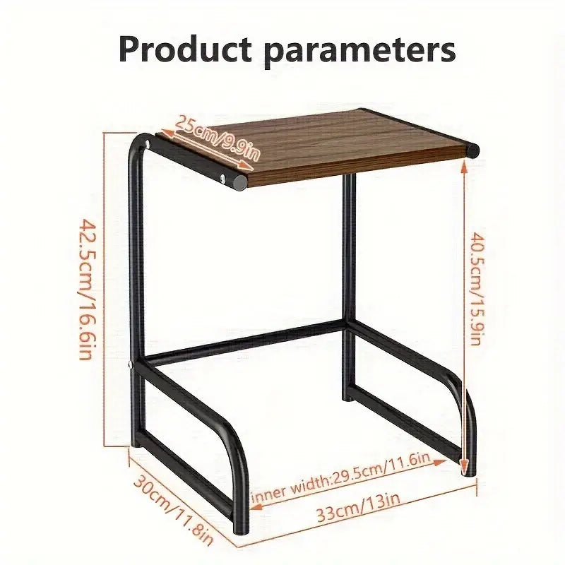 Multifunctional Microwave Storage Shelf - Kitchen Organizer and Oven Holder- Black