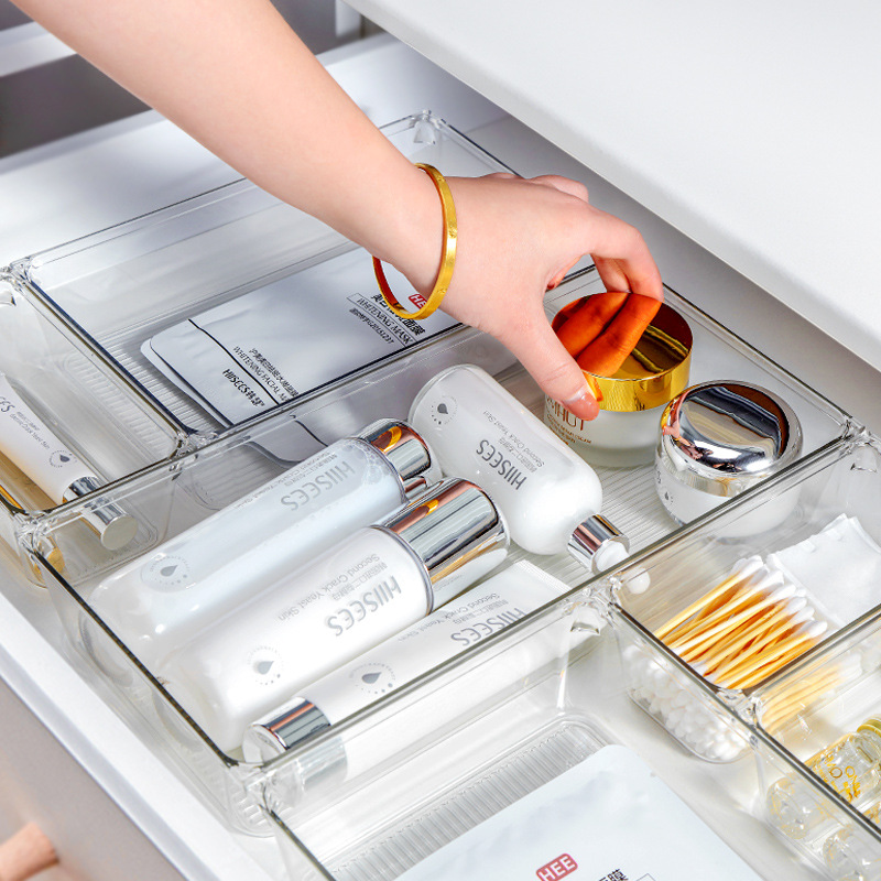 25-Piece Clear Plastic Drawer Organiser Set, 4 Sizes