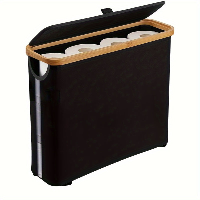 Boho-Chic Bamboo Toilet Paper Holder With Storage Basket ...