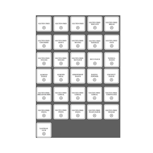 Gluten Free pantry labels, 31 square stickers, black