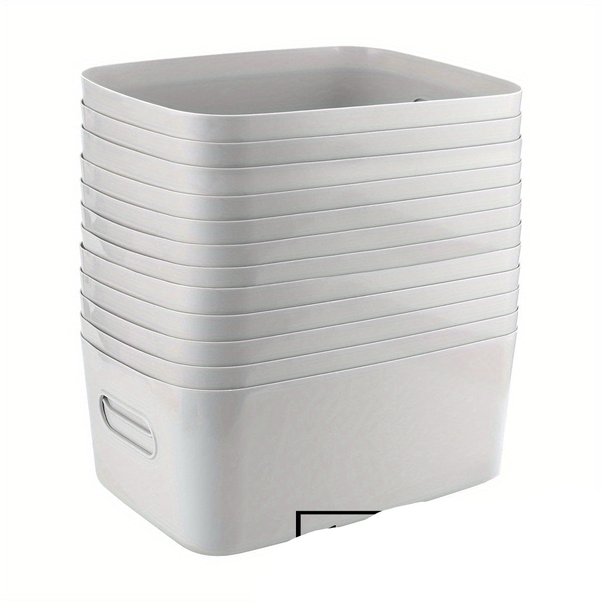 10-Piece White Plastic Storage Baskets with Handles