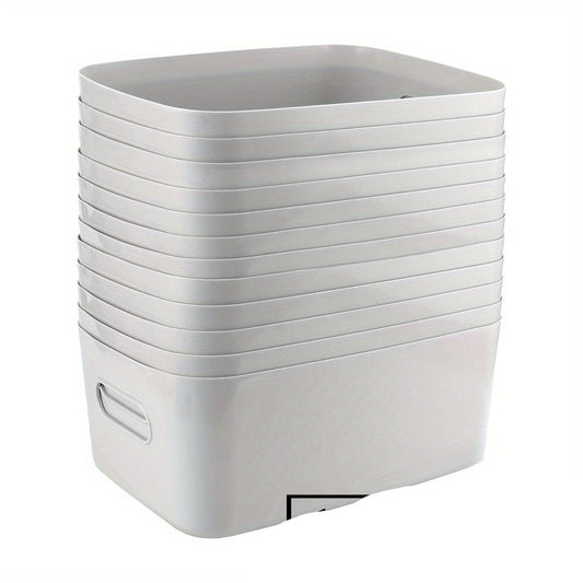 10-Piece White Plastic Storage Baskets with Handles