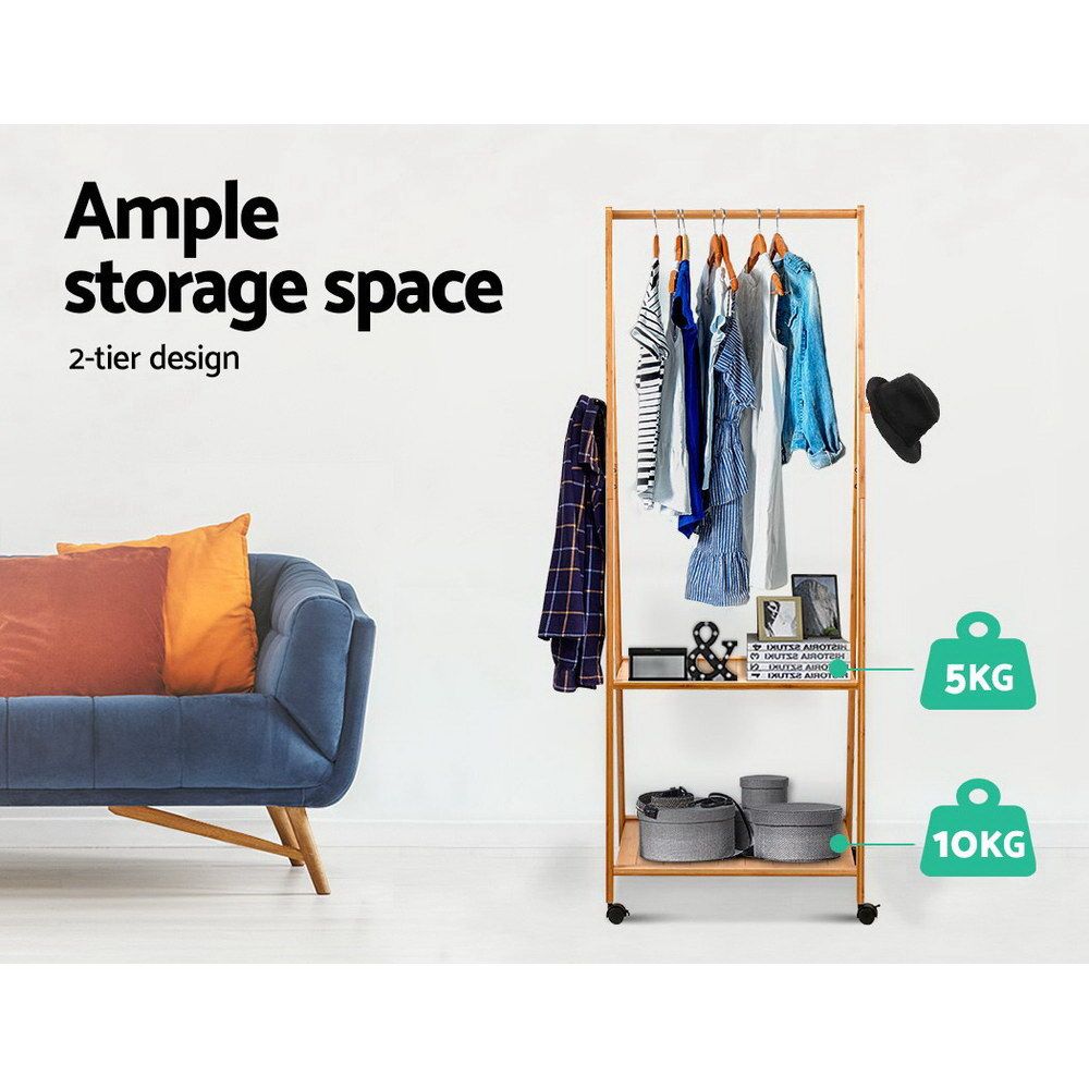Artiss 165cm Clothes Rack with Wheels, 59cm Wide