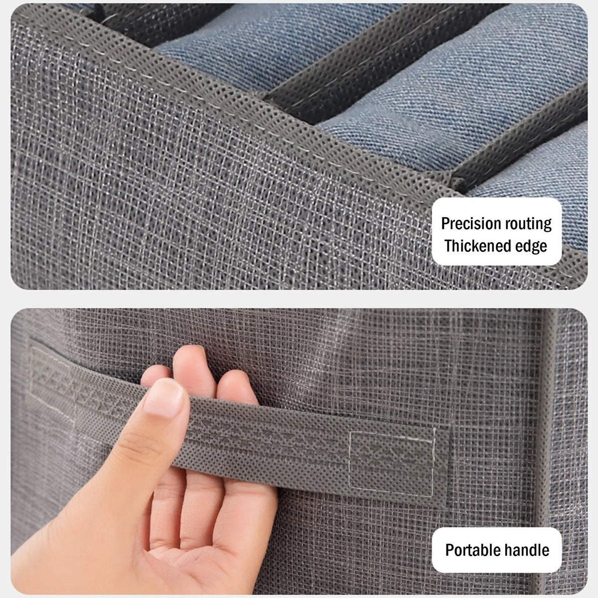 5-Piece Grey Closet Organiser Storage Box Set, 9 Grids, 44 x 25 x 22 cm