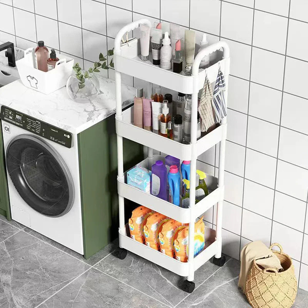 Multi-Level Kitchen Storage Shelf Trolley, Floor to Ceiling