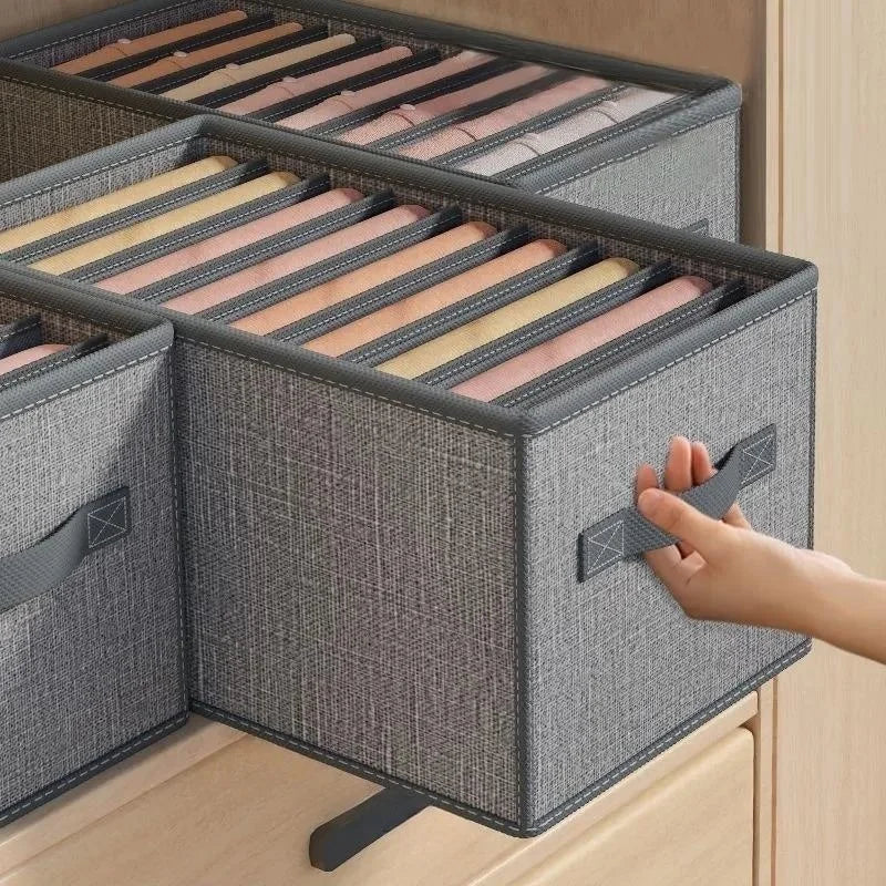 5-Piece Grey Closet Organiser Storage Box Set, 9 Grids, 44 x 25 x 22 cm