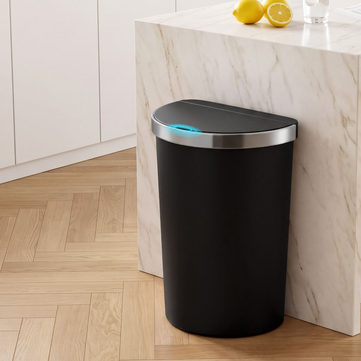 Devanti 50L D-Shape Sensor Bin, Black