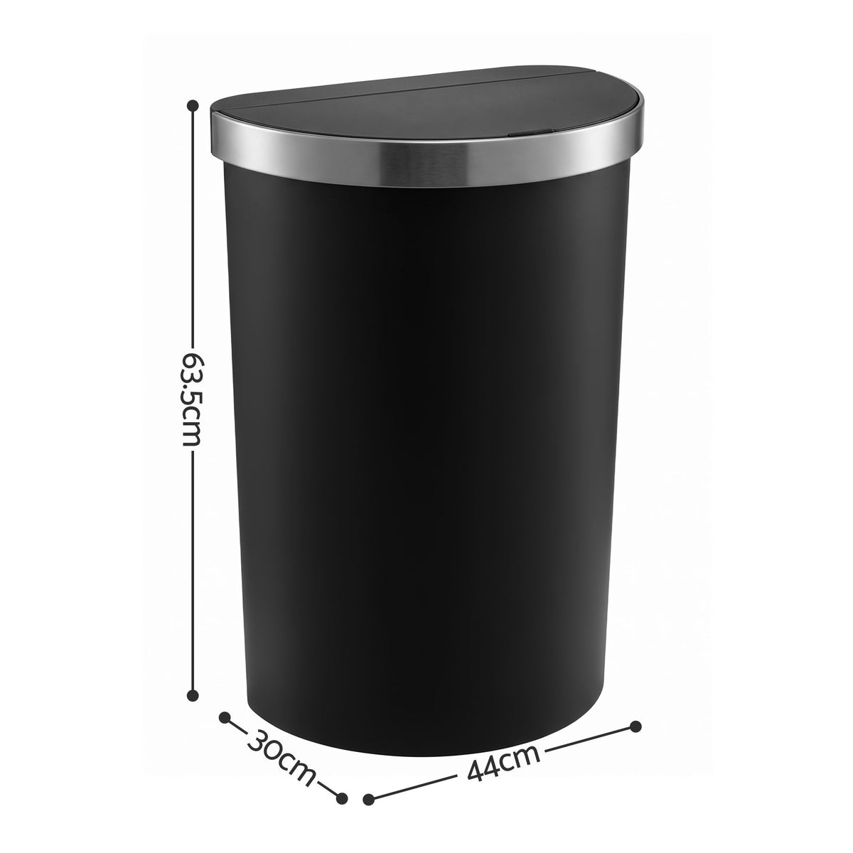 Devanti 50L D-Shape Sensor Bin, Black