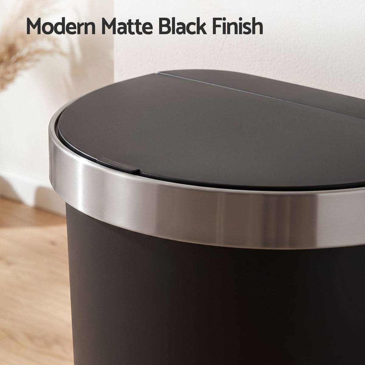 Devanti 50L D-Shape Sensor Bin, Black