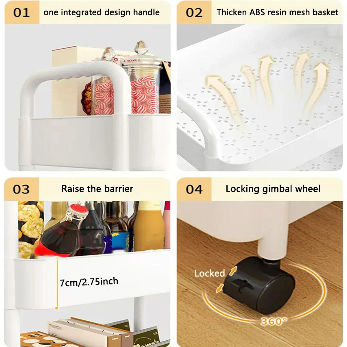 Multi-Level Kitchen Storage Shelf Trolley, Floor to Ceiling