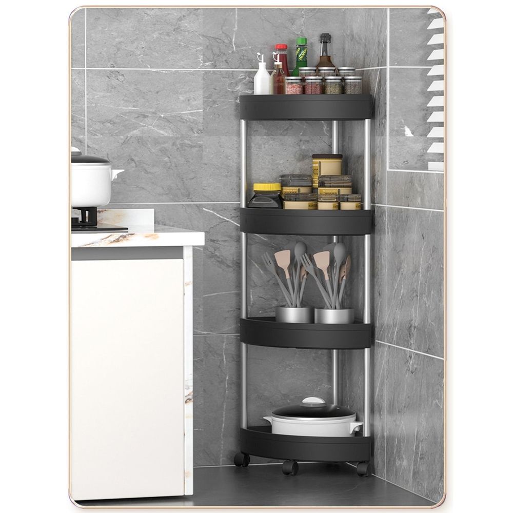 4-Tier Corner Shower Caddy, Floor Standing, Black