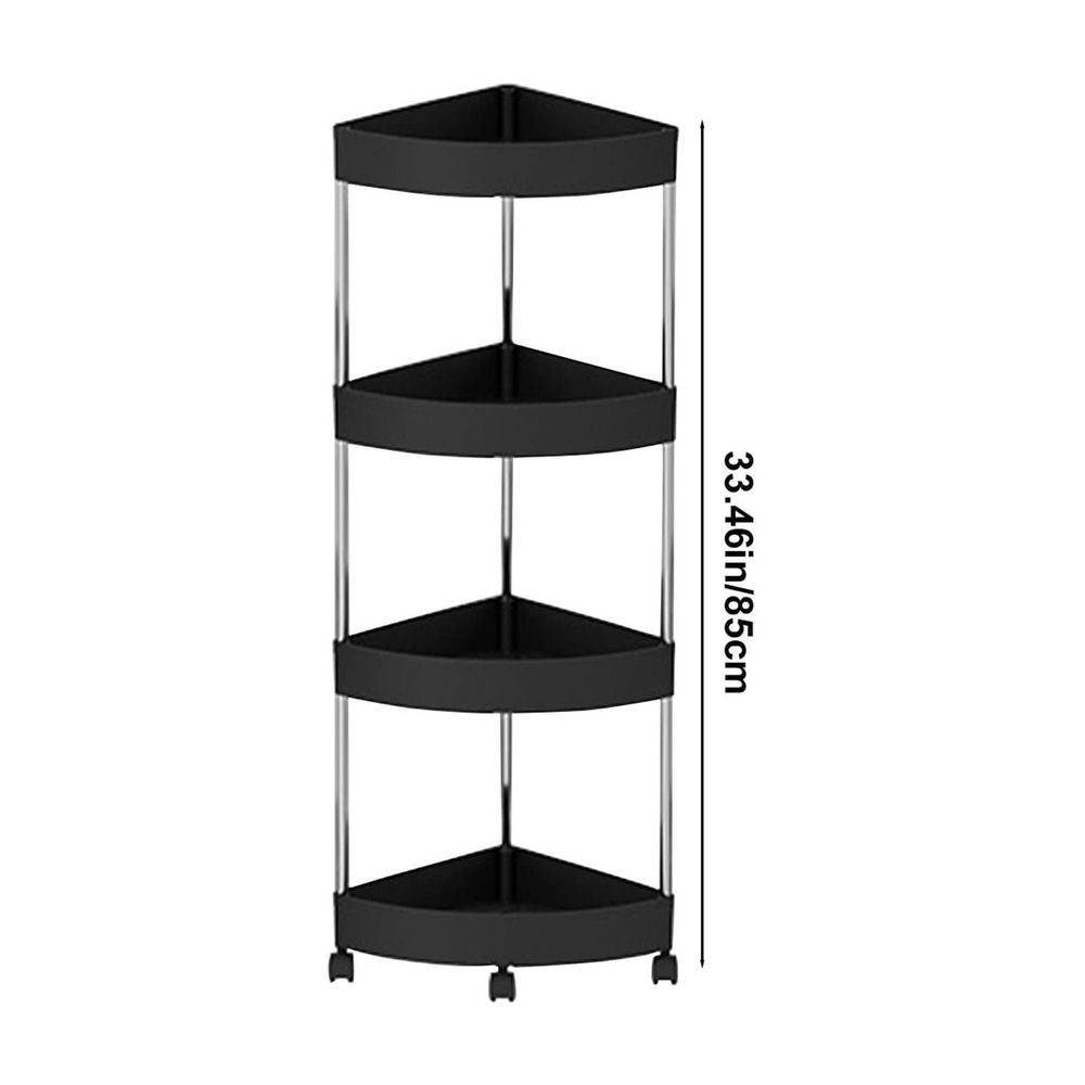 4-Tier Corner Shower Caddy, Floor Standing, Black