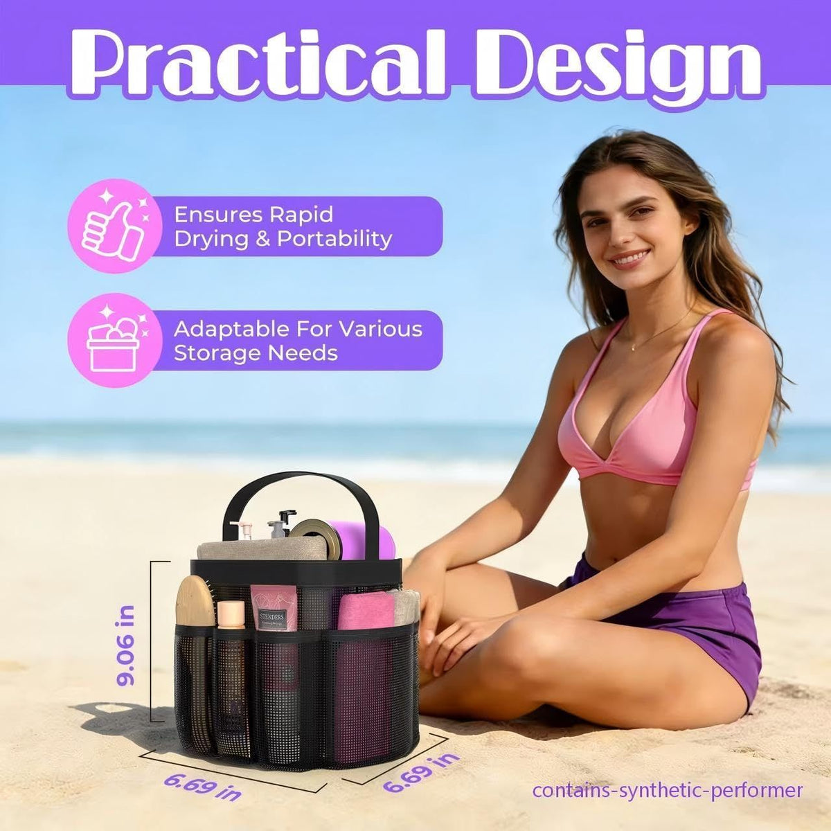 8-Pocket Mesh Hanging Shower Caddy Bag