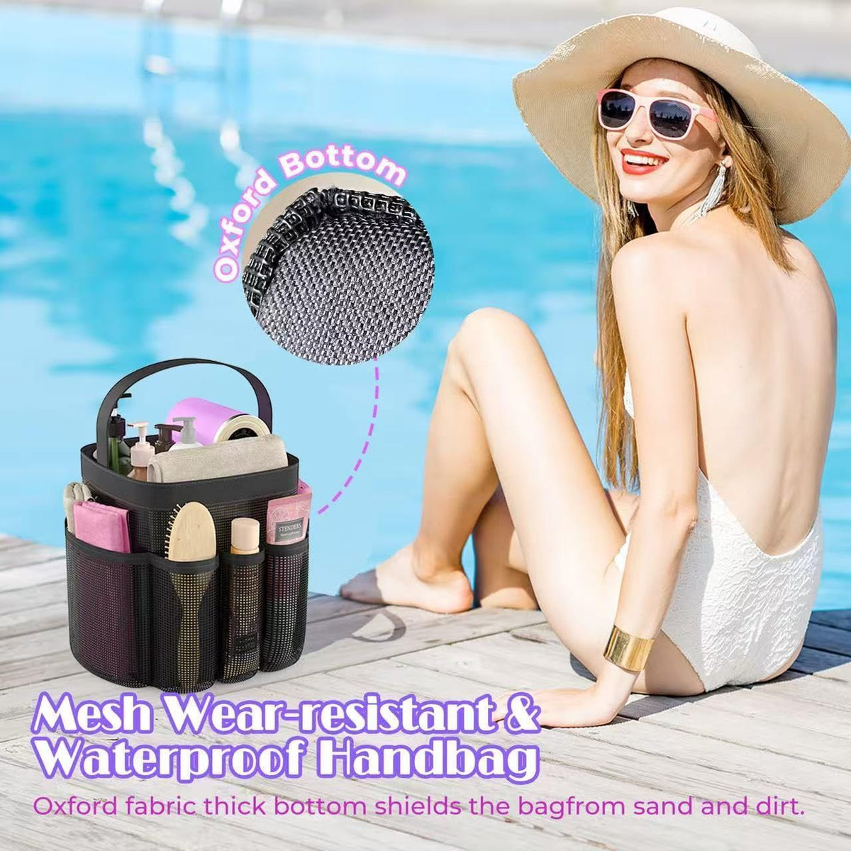 8-Pocket Mesh Hanging Shower Caddy Bag