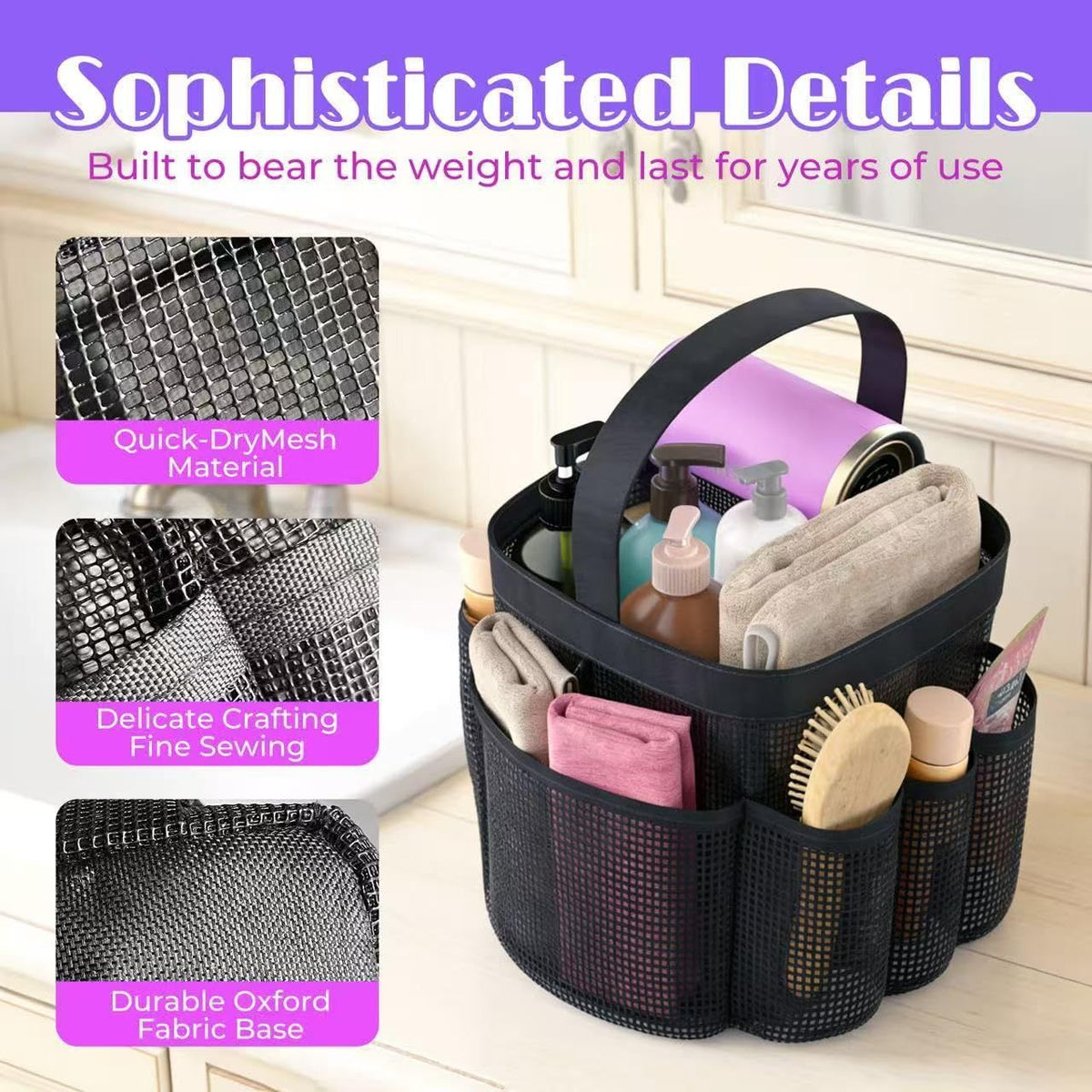 8-Pocket Mesh Hanging Shower Caddy Bag