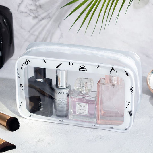 PVC Double Layer Cosmetic Bag Travel Storage Bag BG0004 White 22*13*6.5cm
