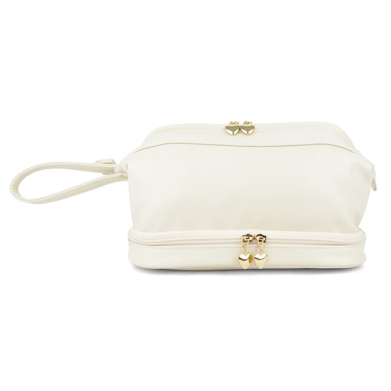 Dajia PU Double Layer Cloud Cosmetic Bag White