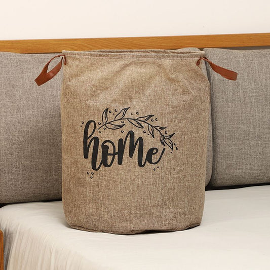 Retro Cafe cylindrical fabric storage bag with PU handle