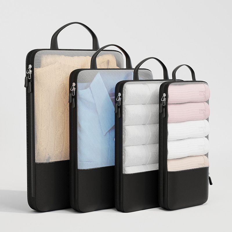 Travel Storage Bag Mu Family Expandable Compression Black Small size [13*12*34]