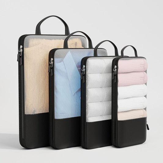 Travel Storage Bag Mu Family Expandable Compression Black Small size [13*12*34]