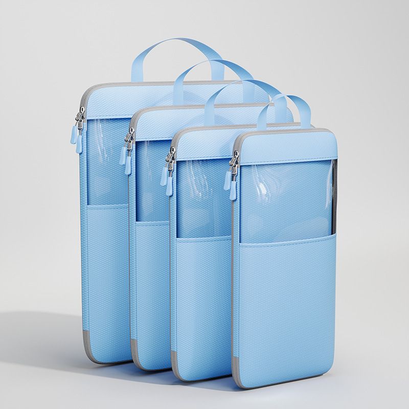 Mu Family Travel Storage Bag Portable Compressible Cube Sky blue Medium size【23*12*34】