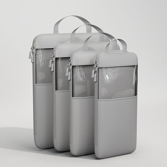 Mu Family Travel Storage Bag Portable Compressible Cube Grey Four-piece set [small + medium + large + extra large]