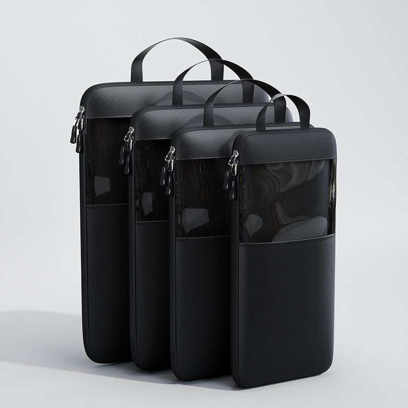 Mu Family Travel Storage Bag Portable Compressible Cube Black Small size [13*12*34]
