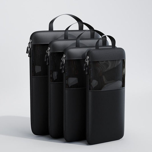 Mu Family Travel Storage Bag Portable Compressible Cube Black Small size [13*12*34]