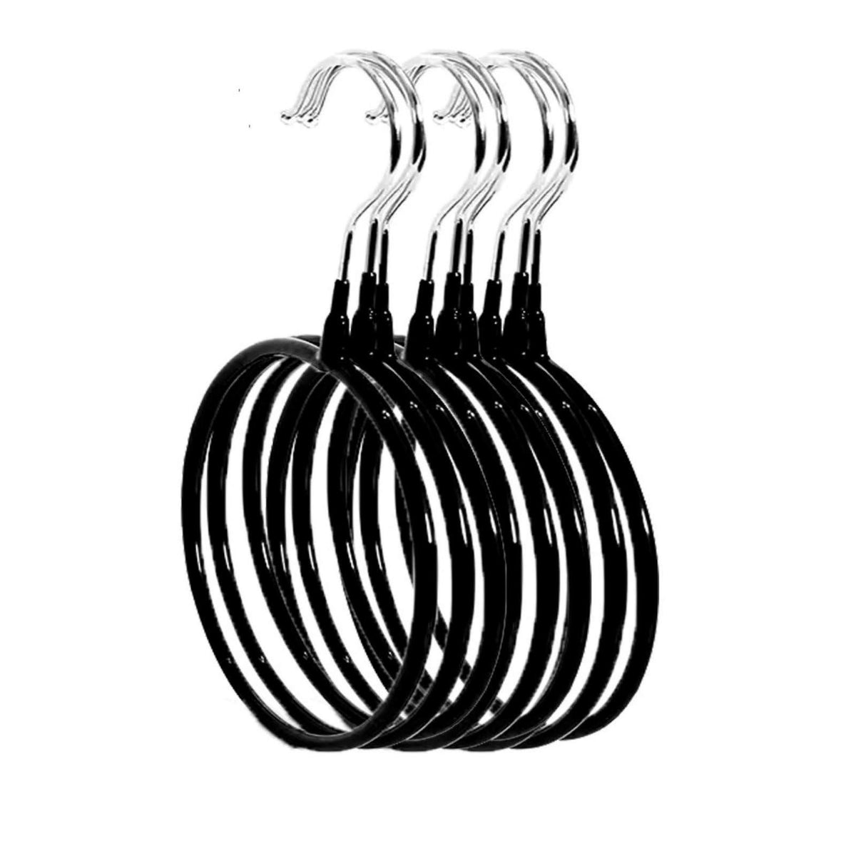 Belt/Scarf Hangers for Closet - 8 PCS Nonslip Space Saving Steel Tie Rings Holder Organizer for Neckties, (8 Pack, Black)