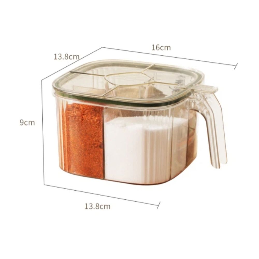 5-Compartment Airtight Spice Jars, Green — Set of 1