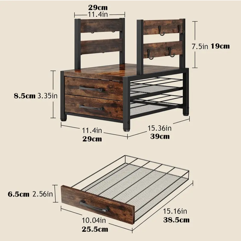 Wooden K Cup Holder with Drawer